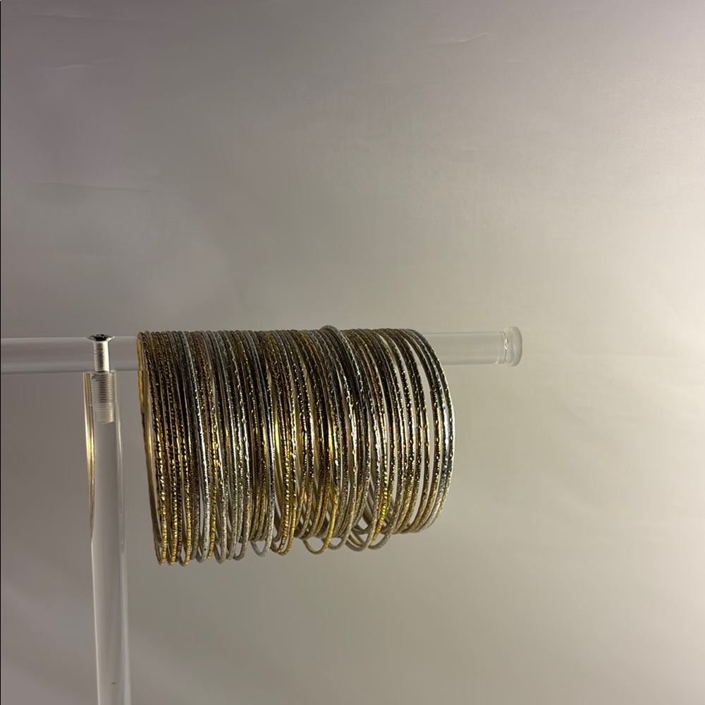 Elegant Gold tone and Silver tone Bangle Set